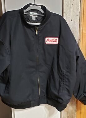 Coca Cola Black Quilted Bomber Jacket 3XL Zip Up Front Streetwear,work Wear